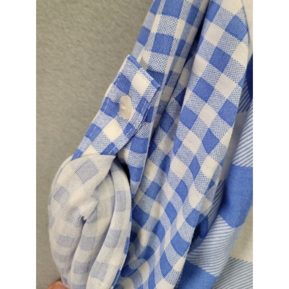 Eden & Olivia Womens Shirt Plaid Checkered Button Up Womens 1X Blue White Blouse - Picture 10 of 10